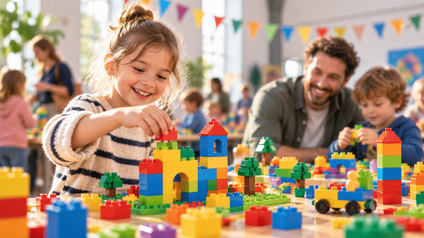 Kinderen bouwen tijdens het Blokjesfestival